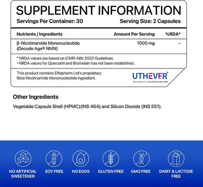 Decodeage Uthever NAD+ Capsules - 1000mg NMN, 60 Count - Image 6