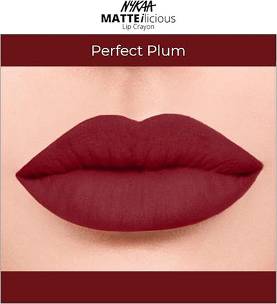 Nykaa Matteilicious Lip Crayon Perfect Plum 02 - 2.8g - Image 3