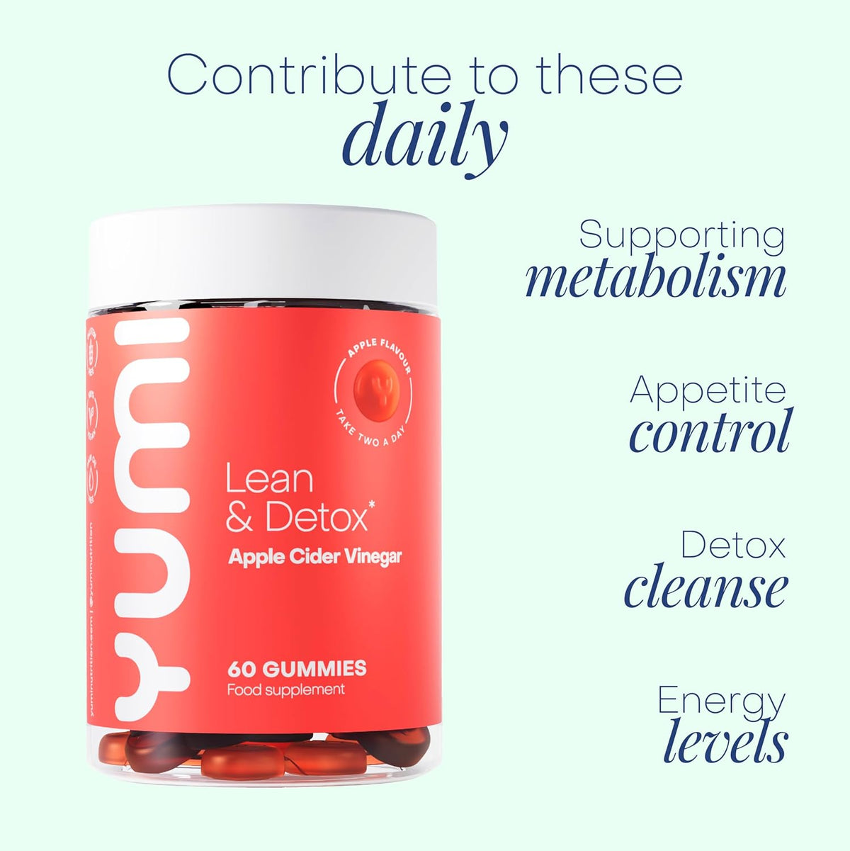 Yumi Lean & Detox Apple Cider Vinegar Apple Flavour Gummies - 60 Gummies - Image 2