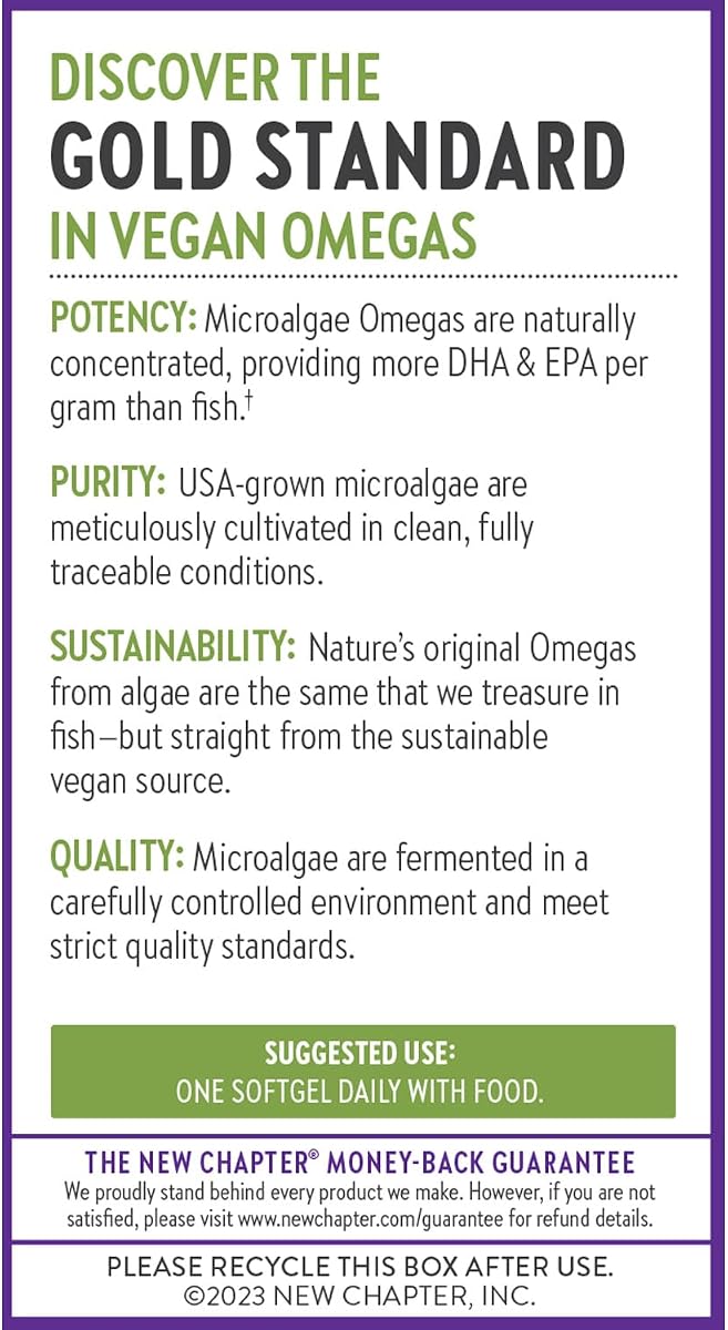 New Chapter Vegan Omega-3 Complex - Algae Oil DHA/EPA/DPA - 30 Softgels - Image 7