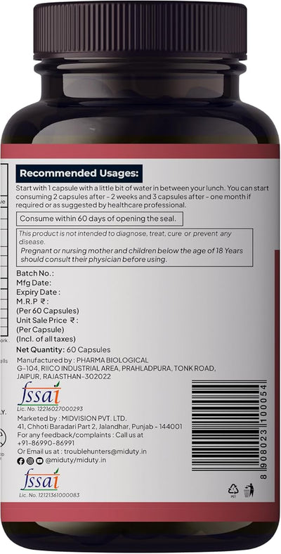 Miduty Betaine HCl + Pepsin - Digestive Health Support - 60 Capsules - Image 3