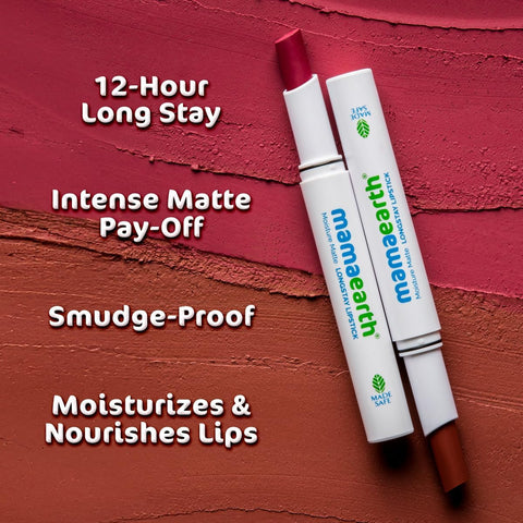 Moisture Matte Longstay Lipstick with Avocado Oil & Vitamin E for 12 Hour Long Stay 08 Pink Tulip 2 g