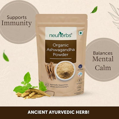 Neuherbs Organic Ashwagandha Powder - 100g Herbal Supplement - Image 3