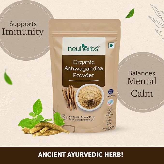 Neuherbs Organic Ashwagandha Powder - 100g Herbal Supplement - Image 3