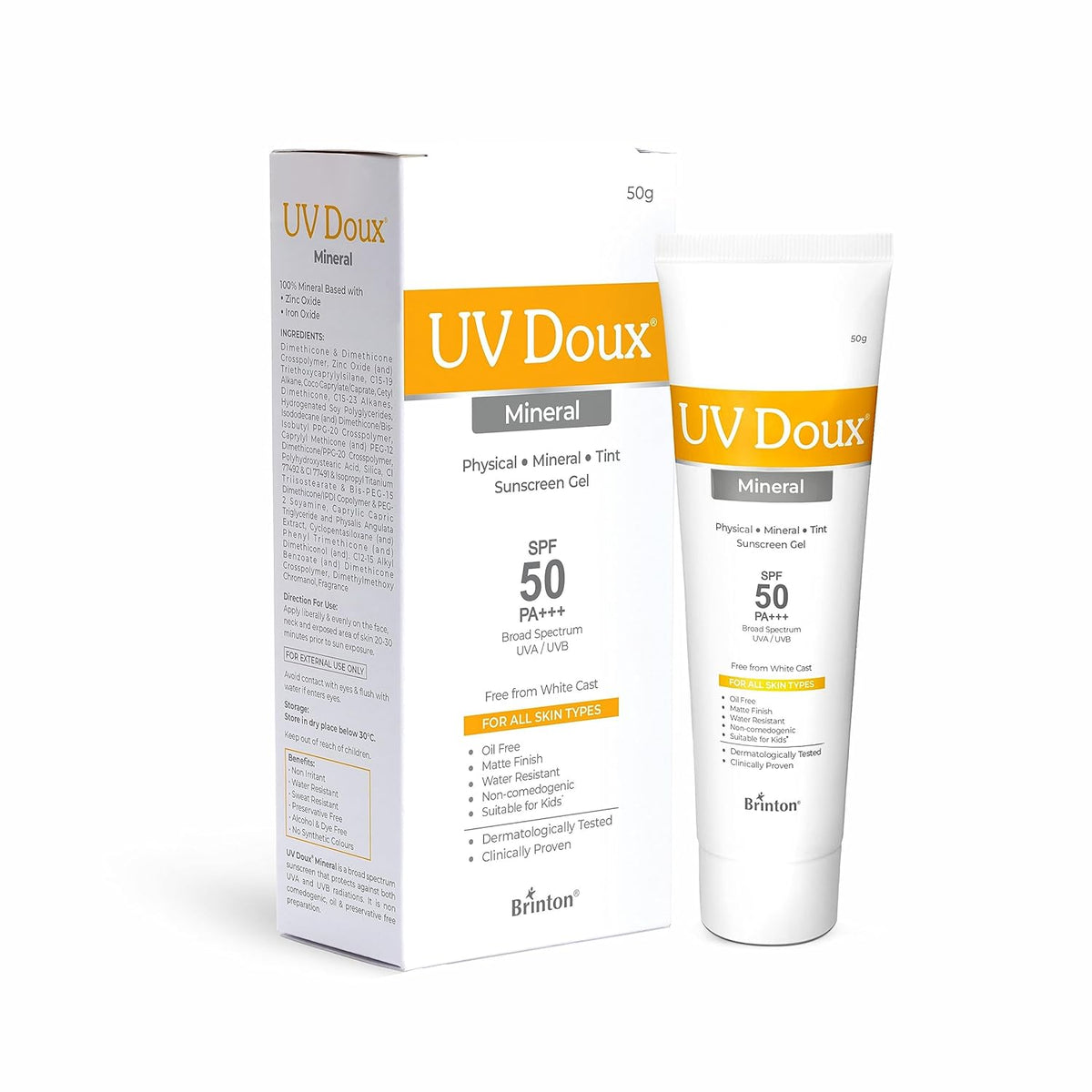 Brinton UV DOUX Mineral Sunscreen Gel - Sun Care Protection, 50g