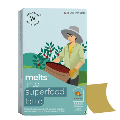 Wellbeing Nutrition Melts into Superfood Latte 15 Oral Thin Strips