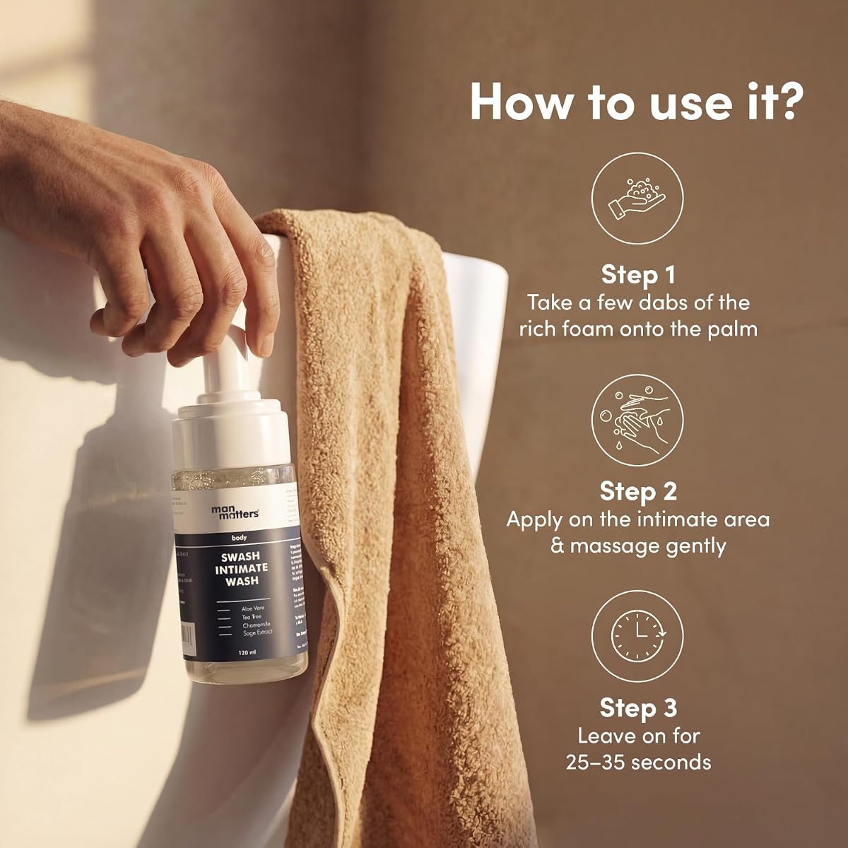 Man Matters Intimate Wash - Aloe Vera & Tea Tree, pH Balanced, 120ml - Image 6