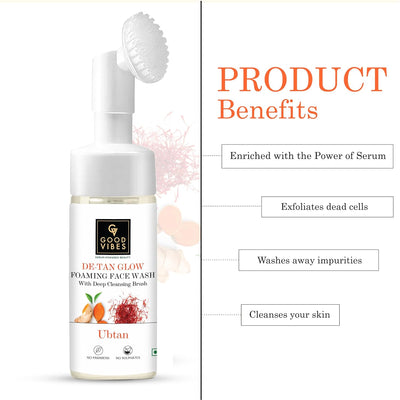 Good Vibes De-Tan Glow Foaming Face Wash with Brush - Ubtan 150ml - Image 5