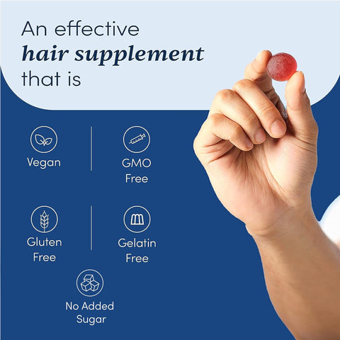 Man Matters Biotin Hair Gummies (30N) | No Added Sugar Strawberry Flavour | 100% Vegan & Gut Friendly