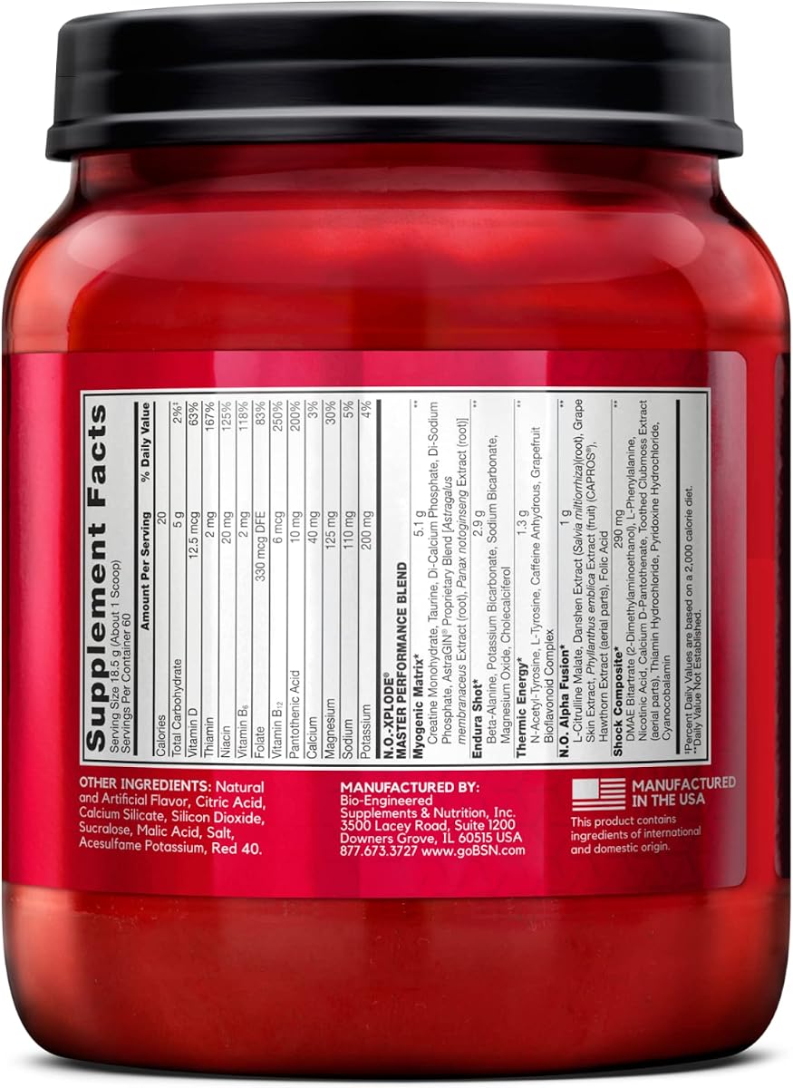 BSN N.O. Xplode Pre-Workout Powder, Creatine & Beta-Alanine, 2.45lb - Image 6