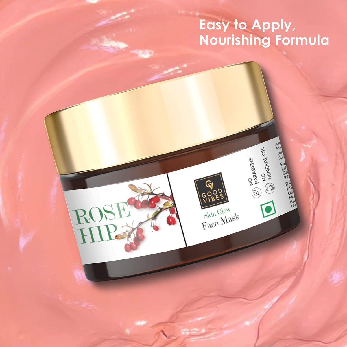 Good Vibes Rosehip Skin Glow Face Mask - 50g Exfoliator - Image 6
