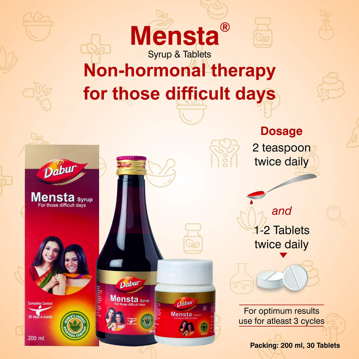 Dabur Mensta Herbal Ayurvedic Tablets - 30 Count - Image 3