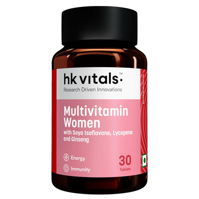 HK Vitals Multivitals للنساء (30 قرصًا) | مع الزنك وفيتامين ج وفيتامين د والمعادن المتعددة ومستخلص الجينسنغ