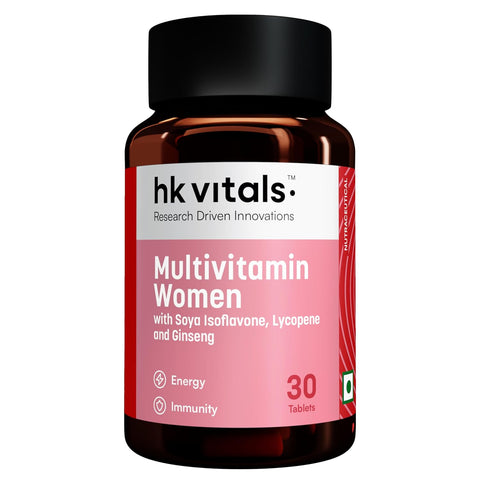 HK Vitals Multivitals للنساء (30 قرصًا) | مع الزنك وفيتامين ج وفيتامين د والمعادن المتعددة ومستخلص الجينسنغ
