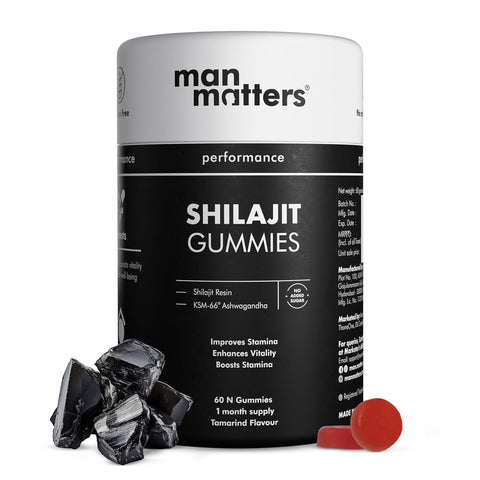 Man Matters Pure Himalayan Shilajit Gummies with KSM 66 Ashwagandha 60 Gummies