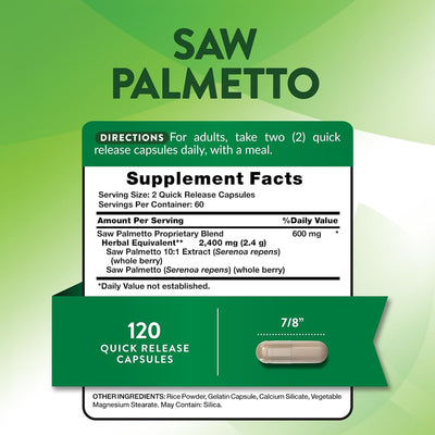 Nature's Truth Saw Palmetto Herbal Complex - 120 Capsules - Image 2