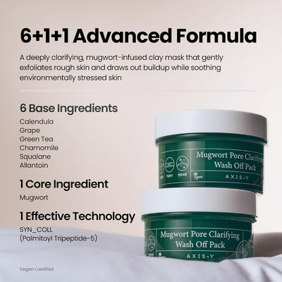 AXIS-Y Mugwort Pore Clarifying Wash Off Pack - Face Mask & Exfoliator, 50ml - Image 8