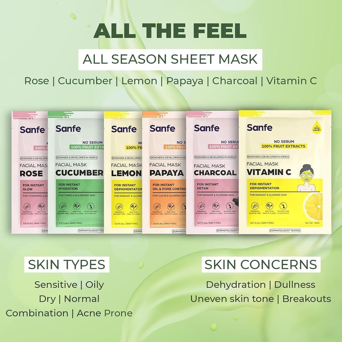 Sanfe Cucumber Facial Mask - Instant Hydration, 25gm - Korean Sheet Mask - Image 4