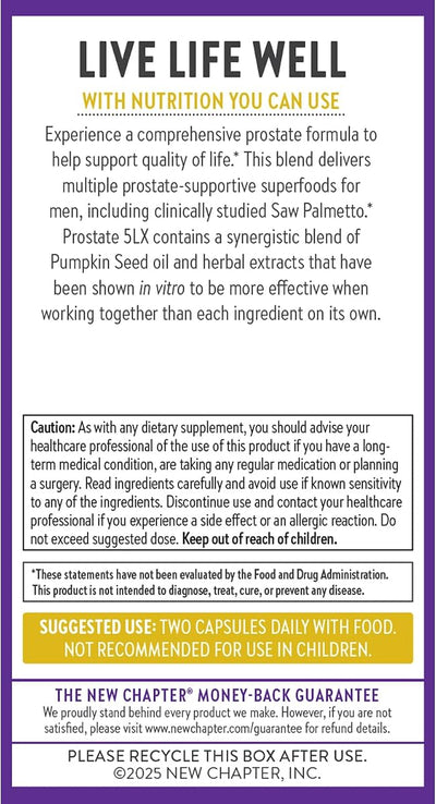 New Chapter Prostate Support - Prostate 5LX with Saw Palmetto, 120 Capsules - Image 7