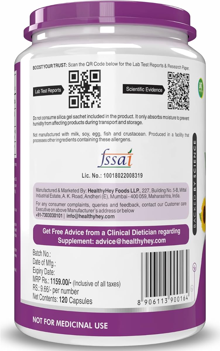 HealthyHey Vitamin E Capsules - D-Alpha-Tocopherol from Sunflower, 120 Veg Capsules - Image 7
