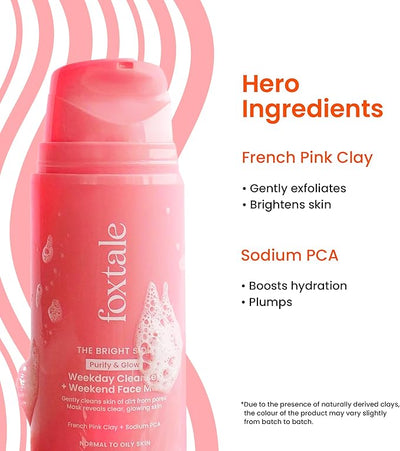 Foxtale Purify & Glow Face Cleanser + Mask with French Pink Clay and Sodium - Image 6