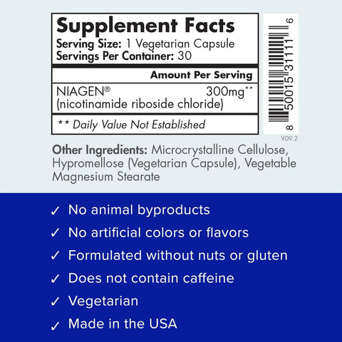TRU NIAGEN Patented NAD+ Supplement for Anti Aging and Cell Regeneration, Niagen, 60 300 mg Servings | Supports Cellular Energy, Brain, Muscle | Nicotinamide Riboside (NR) Take 2 Daily | 2 Bottles