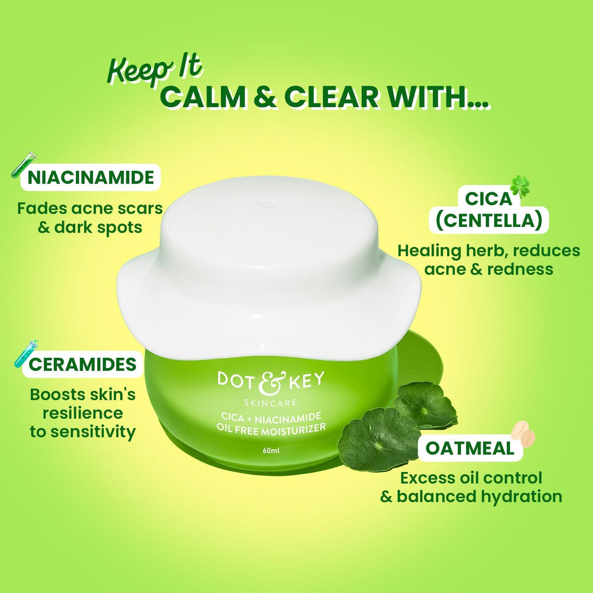 Dot & Key CICA + Niacinamide Oil-Free Face Moisturiser, 60ml - Image 3