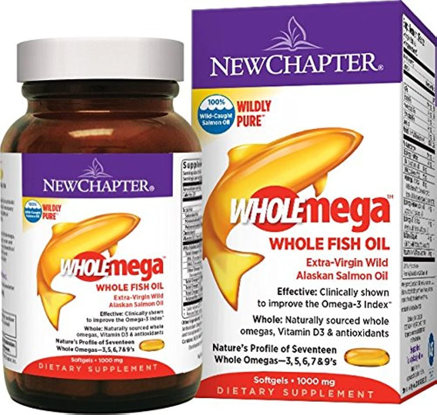 New Chapter WHOLEmega Whole Fish Oil 1000mg 60 Softgels  (Dietary Supplement)