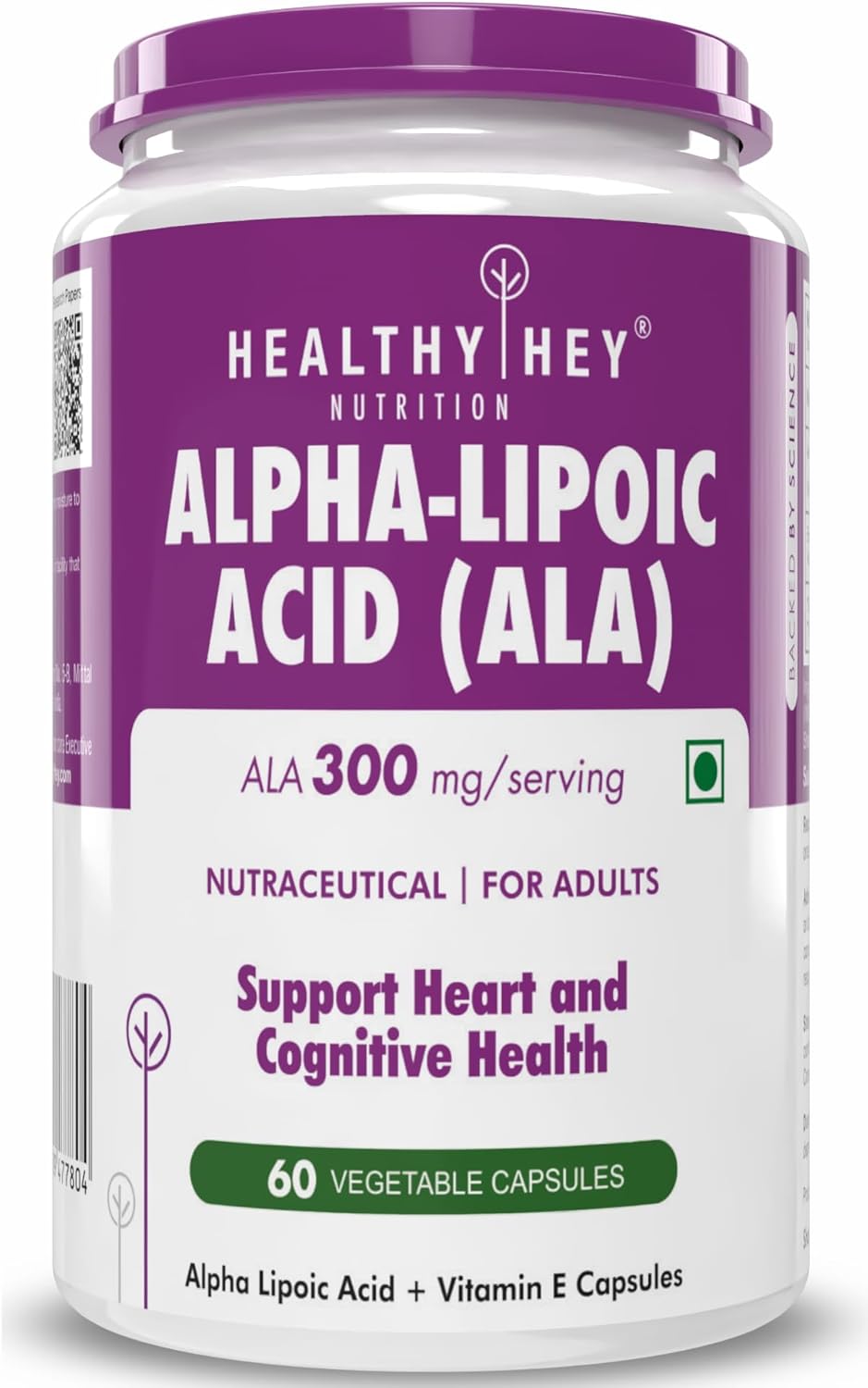 HealthyHey Alpha Lipoic Acid - 60 Veg. Capsules, Gluten Free & Non-GMO