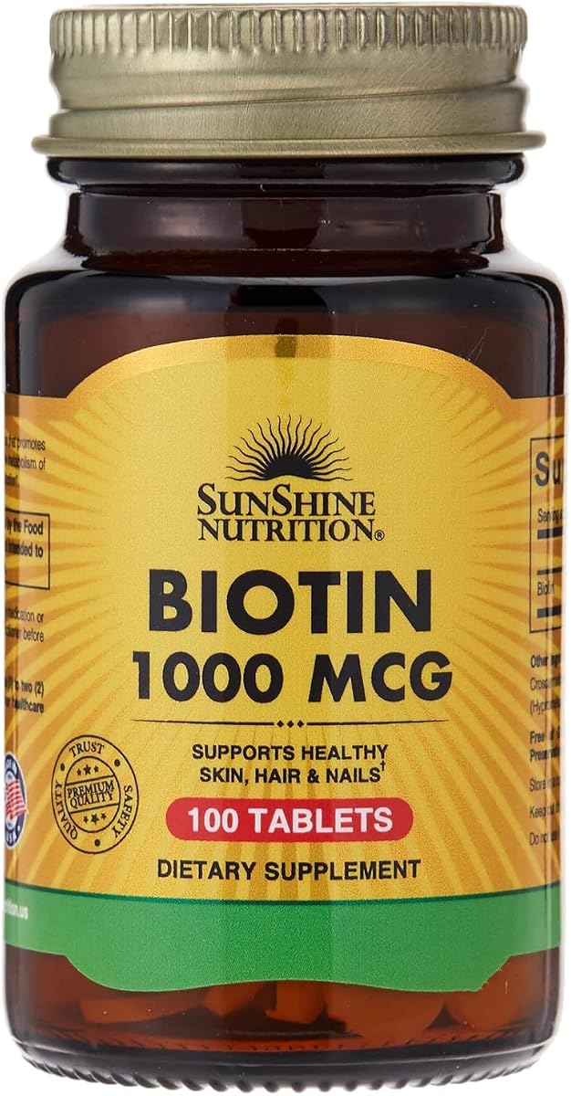 Sunshine Nutrition Biotin 1000 Mcg Tablets - 100 Count