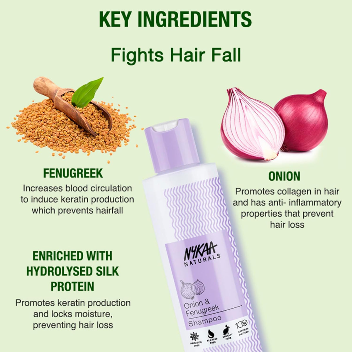 Nykaa Naturals Onion & Fenugreek Hair Growth Shampoo - 200ml - Image 3