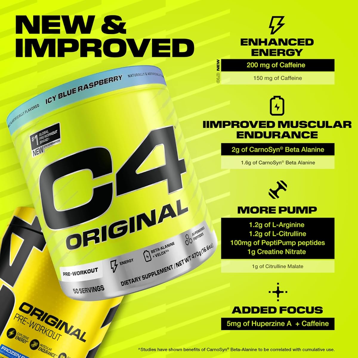 Cellucor C4 Icy Blue Raspberry Pre Workout Powder - 50 Servings - Image 4