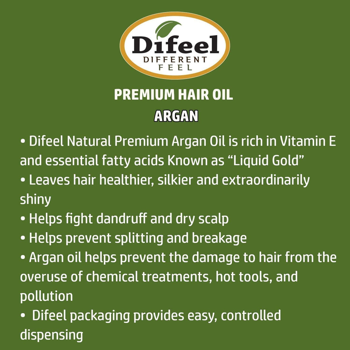 Difeel Premium Natural Argan Hair Oil 75ml - Hair Treatments & Oils - Image 2