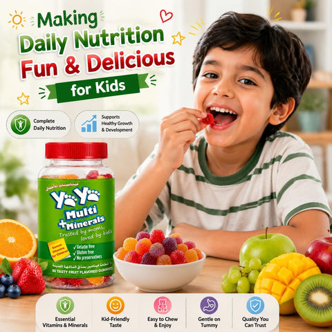 YAYA MULTI + MINERALS for children, Bottle of 60 Tasty Fruit Flavored Gummies