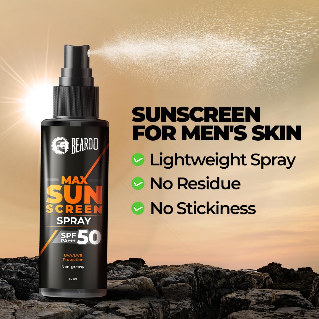 Beardo Max Sunscreen Spray SPF50 - Sun Care Protection, 50ml - Image 3