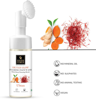 Good Vibes De-Tan Glow Foaming Face Wash with Brush - Ubtan 150ml - Image 6