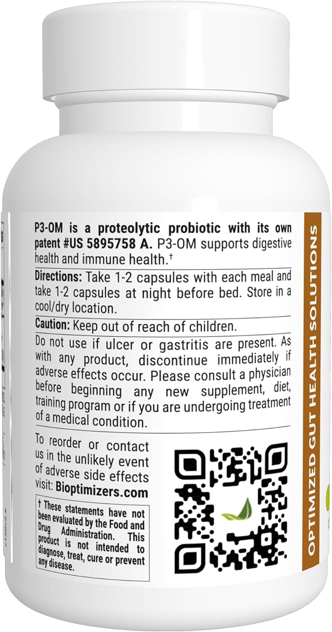 BiOptimizers P3-OM Probiotic & Prebiotic Supplement - 120 Capsules - Image 2