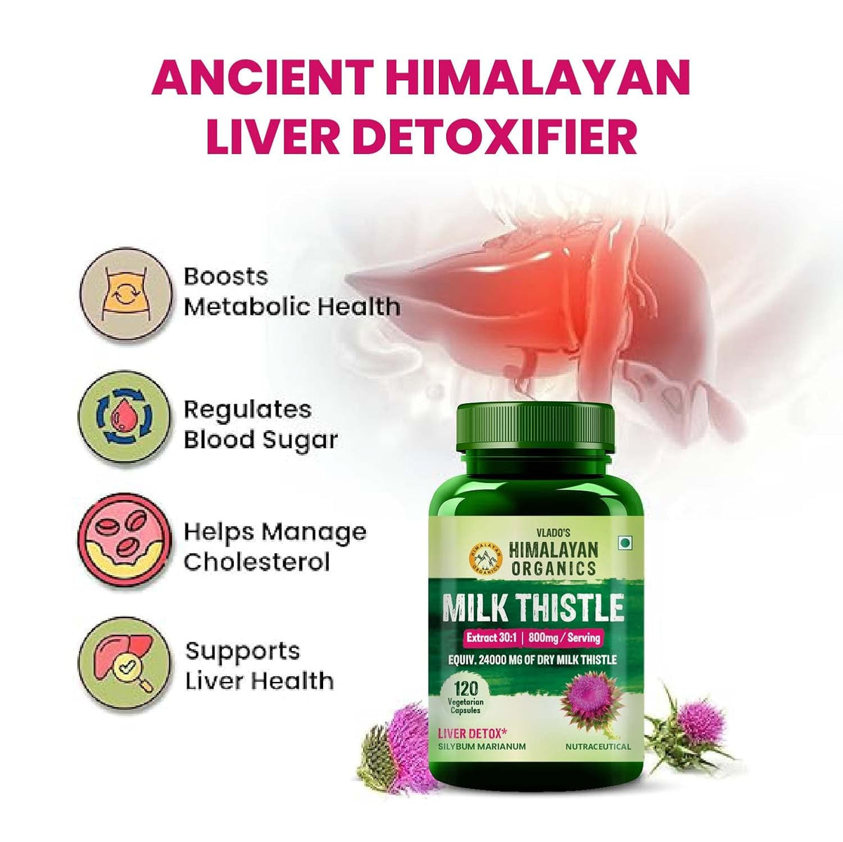 Himalayan Organics Milk Thistle - 120 Herbal Capsules - Image 4