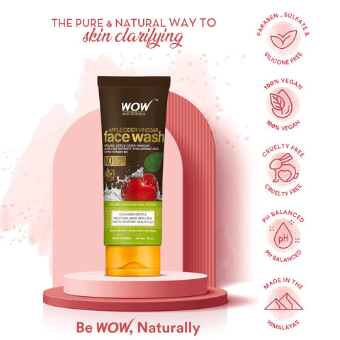 Wow Skin Science Apple Cider Vinegar Face Wash No Parabens, Sulphate, Silicones & Color  Pack Of 2 Net Vol 200ml