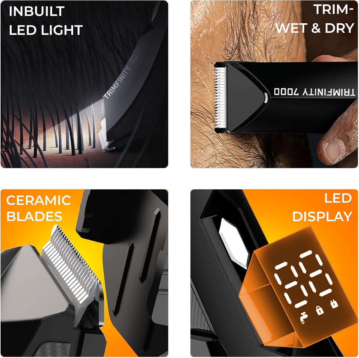 Urban Gabru Trimfinty 7000 - Men's Waterproof Body Trimmer with Ceramic Blades - Image 3