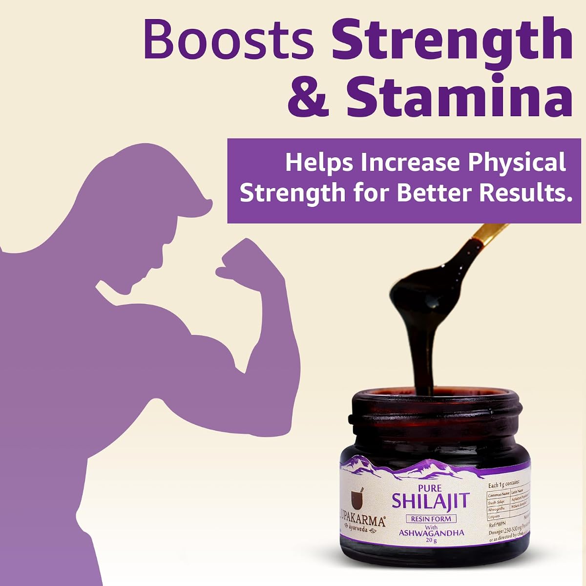 Upakarma Shilajit with Ashwagandha Resin - Ayurvedic Herbal Supplement, 20g - Image 3
