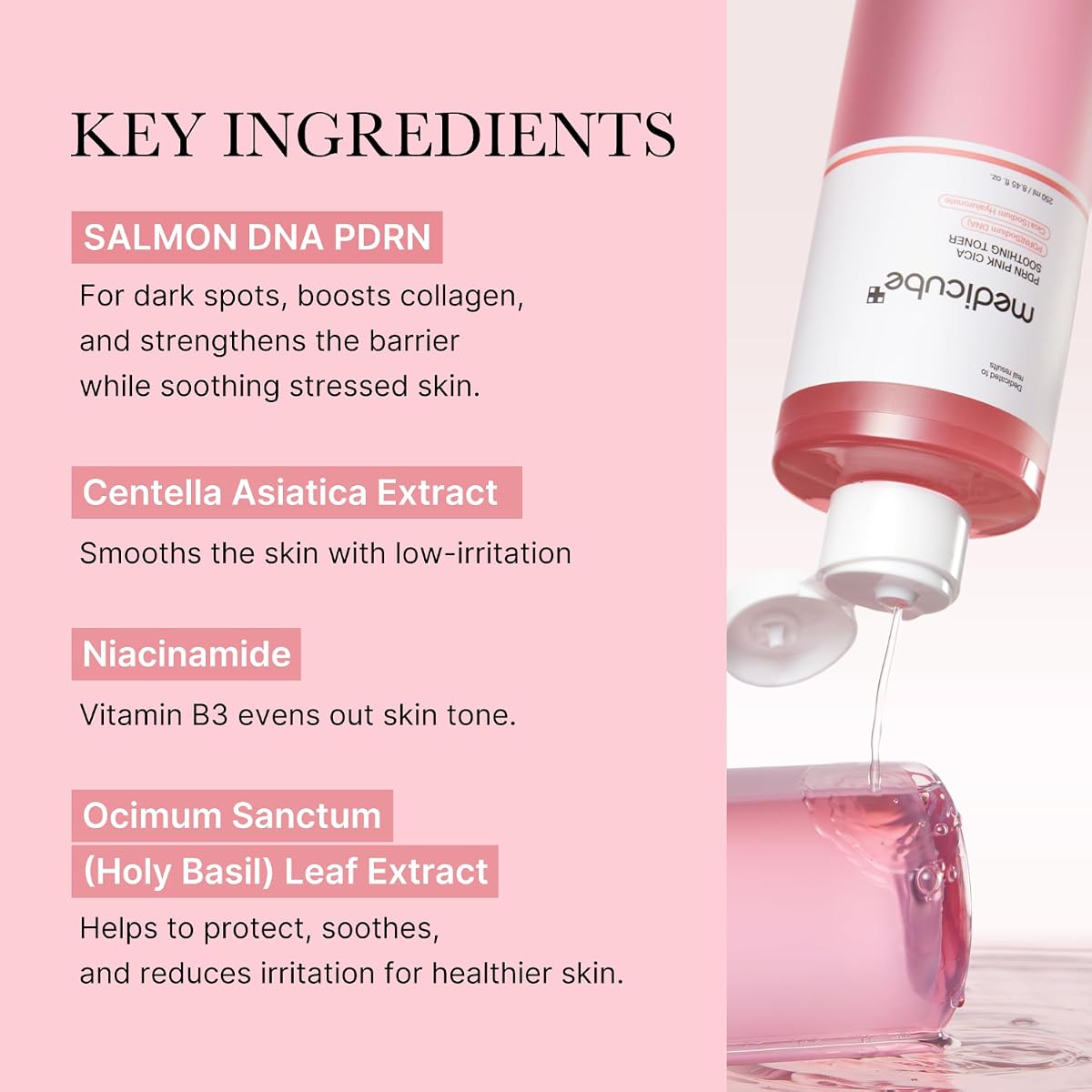 Medicube Salmon DNA PDRN Pink Cica Soothing Toner - 250ml - Image 2