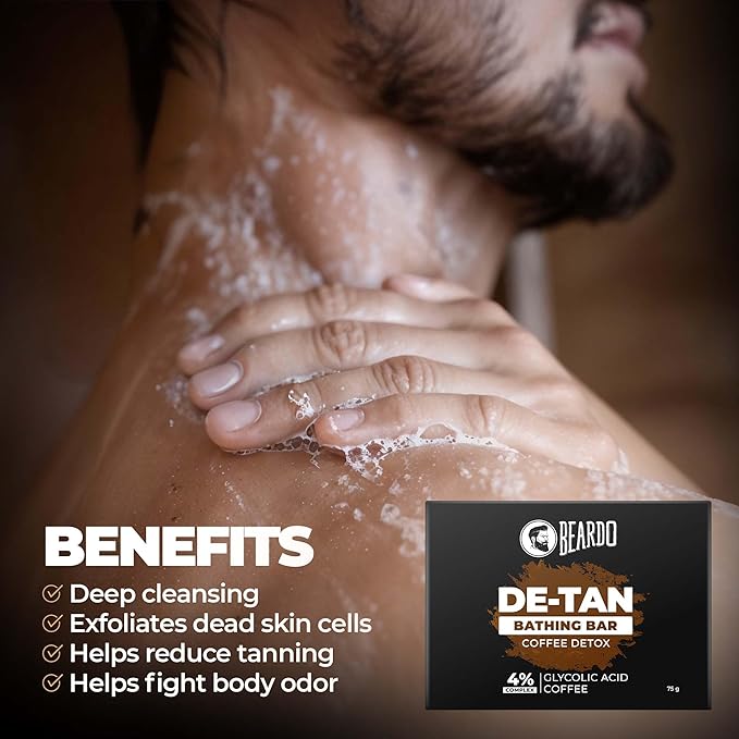 Beardo Detan Coffee Detox Bathing Bar - 75g, Pack of 3 - Image 3
