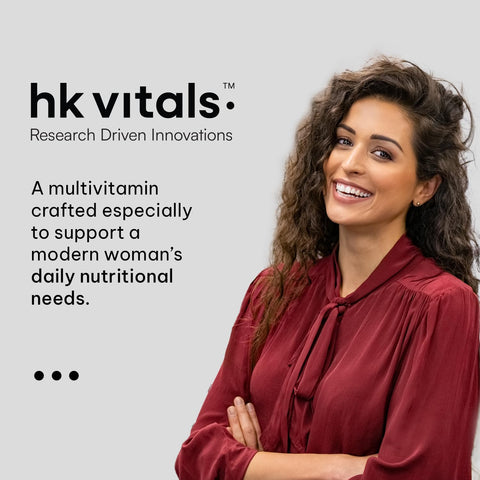 HK Vitals Multivitals للنساء (30 قرصًا) | مع الزنك وفيتامين ج وفيتامين د والمعادن المتعددة ومستخلص الجينسنغ