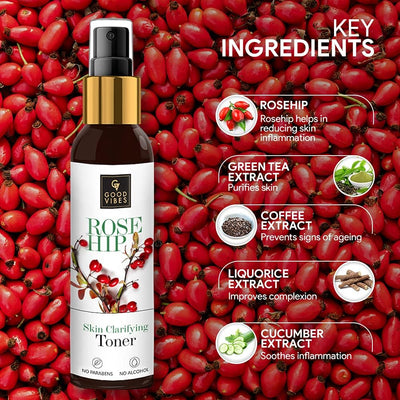 Good Vibes Rosehip Skin Clarifying Toner - Face Cleanser, 120 ml - Image 4