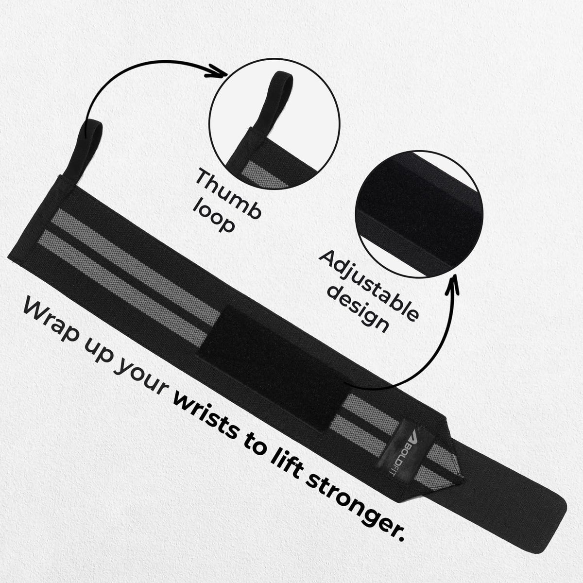 Boldfit Wrist Band Support Grey Black with 2 Stripes - Image 2