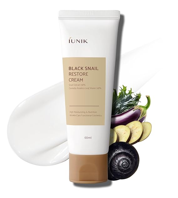 iUNIK Black Snail Restore Face Moisturiser, 58% Black Snail Extract, 60ml