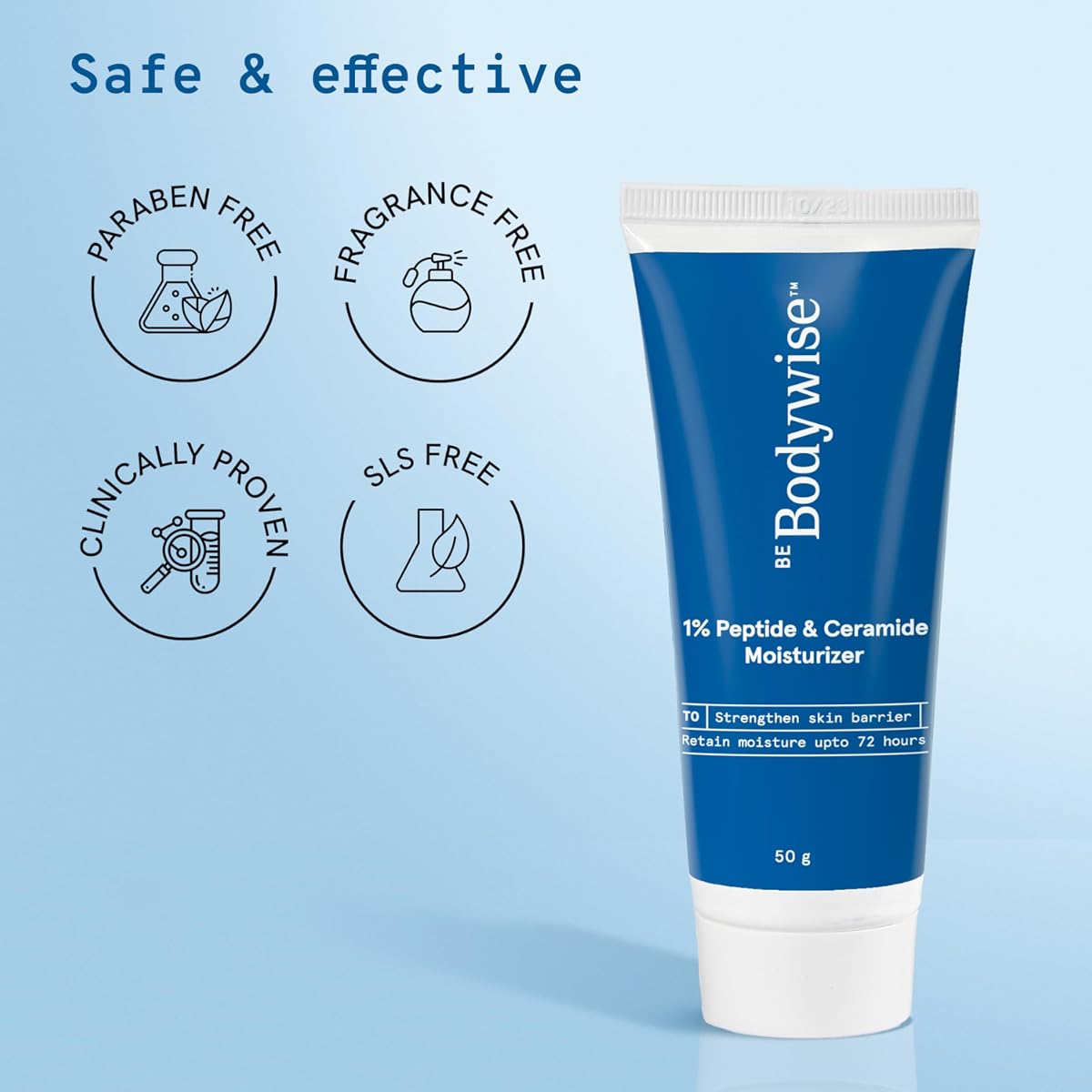 Be Bodywise 1% Peptide & Ceramide Face Moisturizer - 50g - Image 6