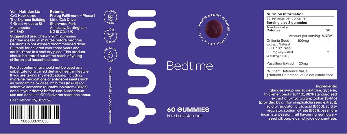 Yumi Bedtime Gummies - 5HTP Passion Fruit Flavour, 60 Count - Image 8