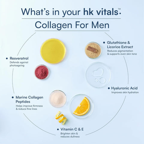 HK Vitals Skin Radiance Marine Collagen Supplement (Watermelon, 200G) |Vitamin C, E, Sodium Hyaluronate | For Healthy Skin, Hair & Nails for Men